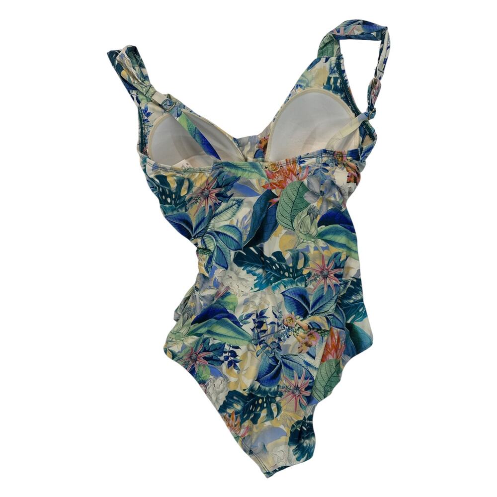 PO-EX Jantzen Tropical Botanical One Piece Swimsuit 14 Ruched Tummy Control NWT - Picture 3 of 11